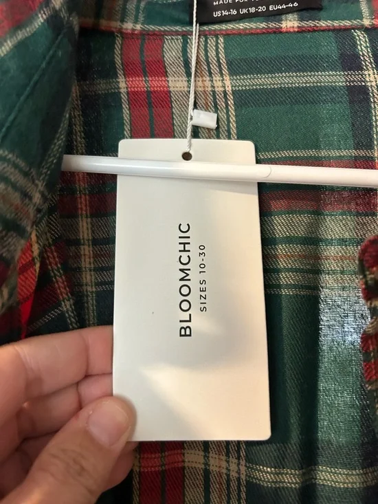 BloomChic Green and Red Plaid Midi Shirt Dress with Belt - Picture 8 of 8